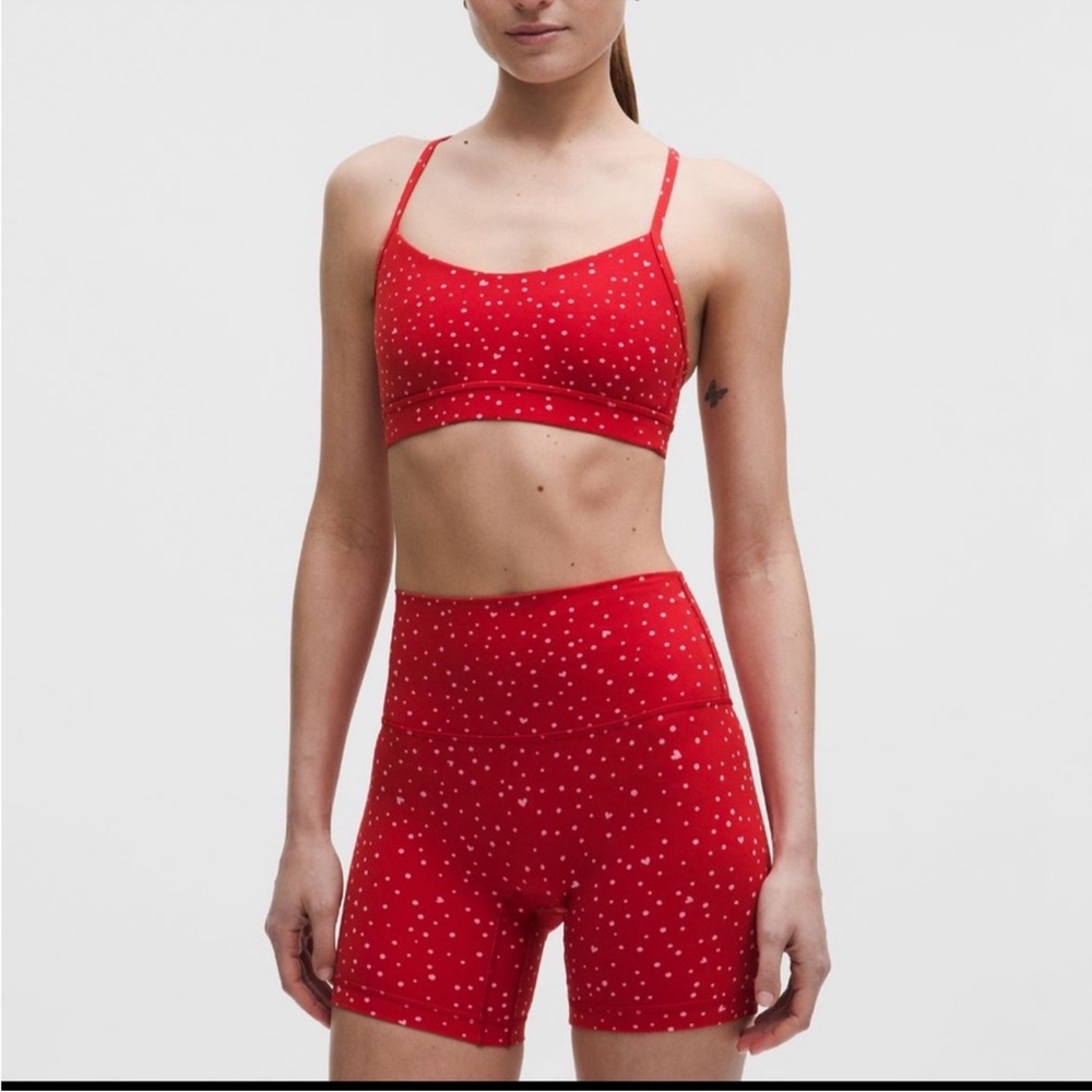 lululemon Align No Line Short 6” Heart Scatter Dot Print Candy Cloud Oxford Red